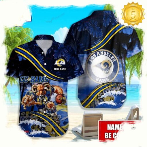 Personalized Los Angeles Rams NFL Mascot Hawaiian Shirt - available at - sportfansshop.com