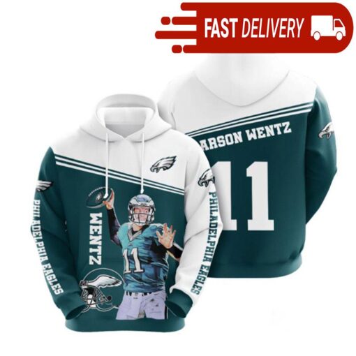 Philadelphia Eagles Carson Wentz 11 NFL Hoodie Gifts for Fans - available at - sportfansshop.com