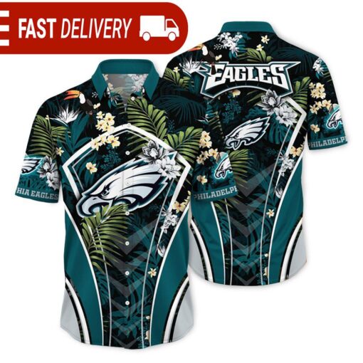 Philadelphia Eagles NFL Flower Tropical Hawaiian Shirt - available at - sportfansshop.com