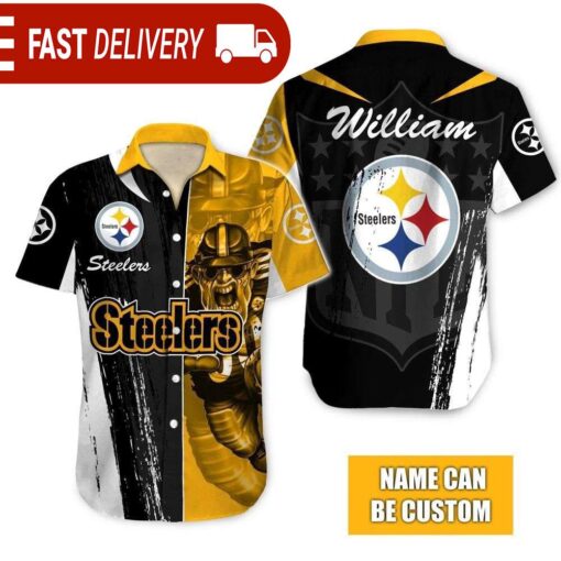 Pittsburgh Steelers Mascot Personalized NFL Hawaiian Shirt - available at - sportfansshop.com