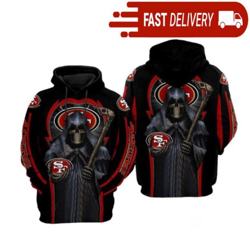 San Francisco 49Ers Grim Reaper NFL Hoodie Gifts for Fans - available at - sportfansshop.com