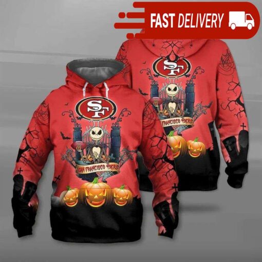 San Francisco 49ers Jack Skellington Halloween NFL Hoodie Gifts for Fans - available at - sportfansshop.com