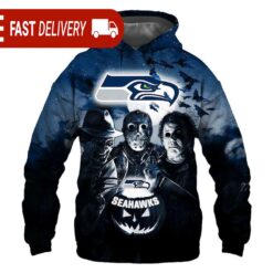 Seattle Seahawks Horror Night Freddy Jason Michael Myers Hoodie Halloween NFL Gifts - available at - sportfansshop.com