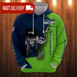 Seattle Seahawks Long Hair Skull Halloween Hoodie NFL Gifts - available at - sportfansshop.com