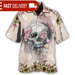 Skull Life Style Sunflower Hawaiian Shirt - available at - sportfansshop.com