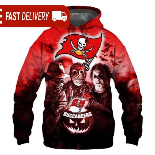 Tampa Bay Buccaneers Horror Night Freddy Jason Michael Myers Hoodie Halloween NFL Gifts - available at - sportfansshop.com