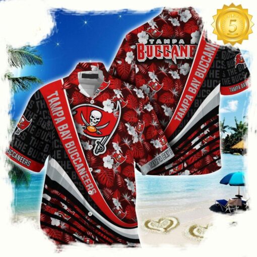 Tampa Bay Buccaneers NFL Hawaii Shirt With Tropical Flower Pattern - available at - sportfansshop.com