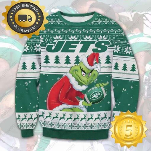 The Grinch Stole New York Jets NFL Ugly Christmas Sweater - available at - sportfansshop.com