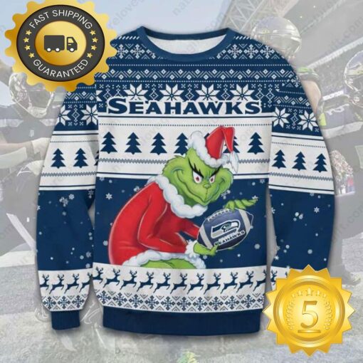 The Grinch Stole Seattle Seahawks NFL Ugly Christmas Sweater - available at - sportfansshop.com