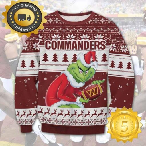 The Grinch Stole Washington Commanders NFL Ugly Christmas Sweater - available at - sportfansshop.com