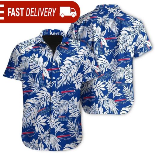 Tropical Leafs Buffalo Bills NFL Button Up Hawaiian Shirt - available at - sportfansshop.com