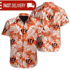 Tropical Leafs Cincinnati Bengals NFL Button Up Hawaiian Shirt - available at - sportfansshop.com