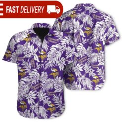 Tropical Leafs Minnesota Vikings NFL Button Up Hawaiian Shirt - available at - sportfansshop.com