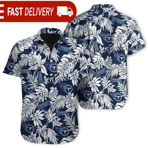 Tropical Leafs Tennessee Titans NFL Button Up Hawaiian Shirt - available at - sportfansshop.com