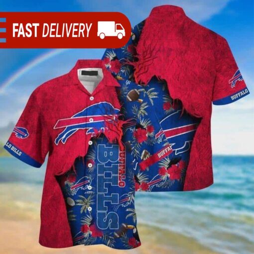 Tropical Red Hibiscus NFL Buffalo Bills Hawaiian Shirt - available at - sportfansshop.com