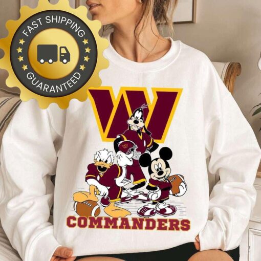 Washington Commanders Mickey Goofy Donald Disney NFL Sweatshirt Gifts for Fans - available at - sportfansshop.com