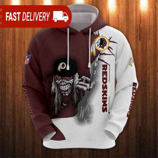 Washington Football Team Long Hair Skull Halloween Hoodie NFL Gifts - available at - sportfansshop.com