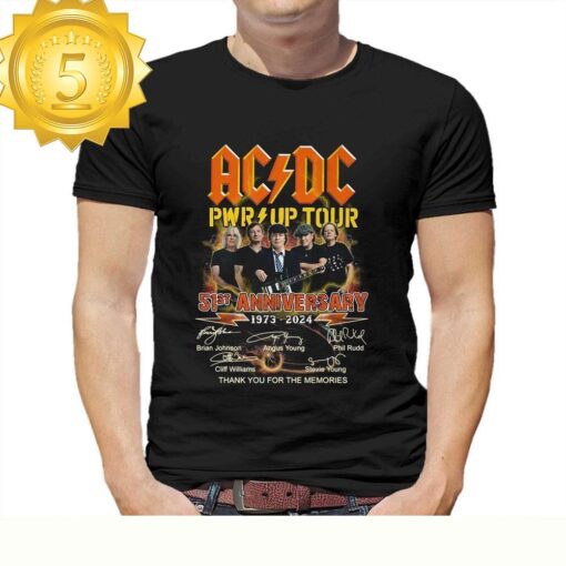 Acdc Pwr Up Tour 51st Anniversary 1973 – 2024 Thank You For The Memories T- Shirt - available at - sportfansshop.com