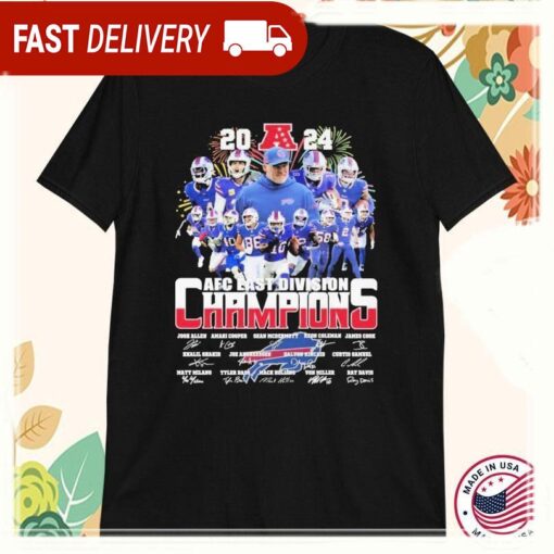 Buffalo Bills AFC East Division Champions 2024 Beast Of The East Signatures T-shirts - available at - sportfansshop.com