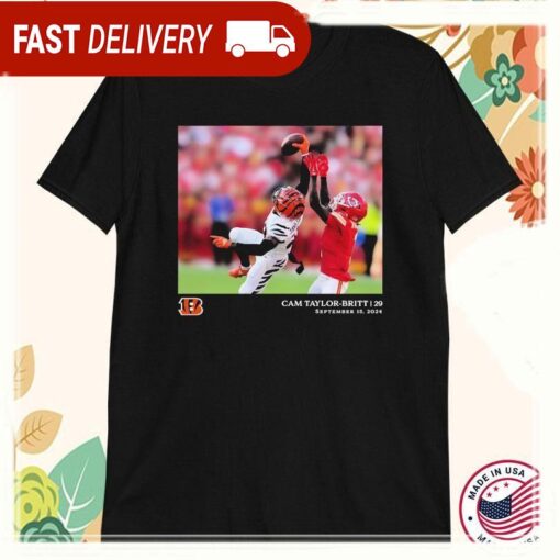 Cam Taylor-Britt Cincinnati Bengals NFL Flash Features Week 2 September 15 2024 T-Shirts - available at - sportfansshop.com