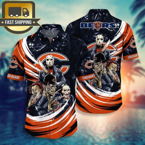 Chicago Bears NFL Halloween Horror Movies Hawaiian Shirts - available at - sportfansshop.com