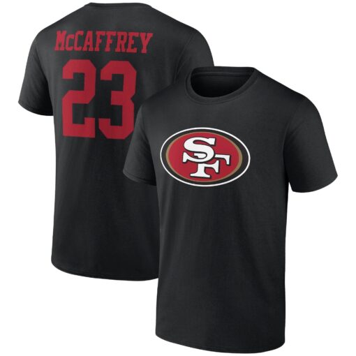 Christian McCaffrey San Francisco 49ers Fanatics Branded Black Icon Player Name & Number T-shirt - available at - sportfansshop.com