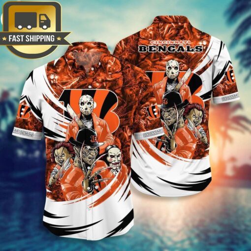 Cincinnati Bengals NFL Halloween Horror Movies Hawaiian Shirts - available at - sportfansshop.com