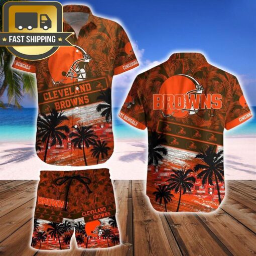 Cleveland Browns Team NFL Hawaiian Shirt And Beach Short - available at - sportfansshop.com