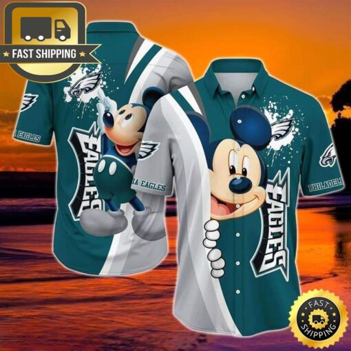 Cool Mickey Mouse Disney NFL Philadelphia Eagles Hawaiian Shirt - available at - sportfansshop.com