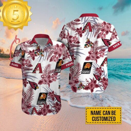 Custom Name Arizona Cardinals Arizona Diamondbacks Phoenix Suns Arizona Coyotes Hawaiian Shirt - available at - sportfansshop.com