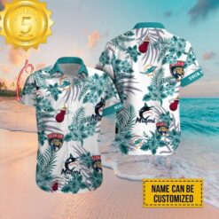 Custom Name Miami Dolphins Miami Marlins Miami Heat Florida Panthers Hawaiian Shirt - available at - sportfansshop.com