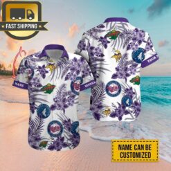 Custom Name Minnesota Vikings Minnesota Twins Minnesota Timberwolves Minnesota Wild Hawaiian Shirt - available at - sportfansshop.com