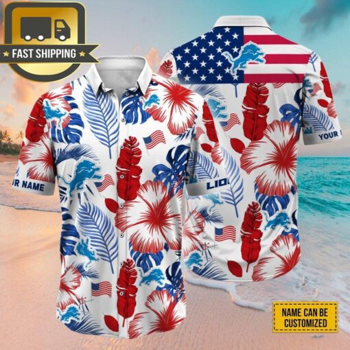 Custom Name NFL Detroit Lions Hawaiian Shirt - available at - sportfansshop.com