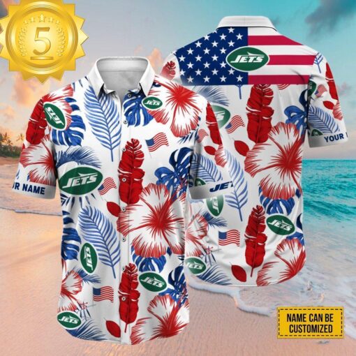 Custom Name NFL New York Jets Hawaiian Shirt - available at - sportfansshop.com