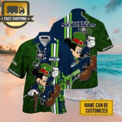 Custom Name NFL Seattle Seahawks Mickey Mouse Hawaiian Shirt - available at - sportfansshop.com