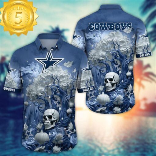 Dallas Cowboys Halloween Skull Pumpkin – NFL Hawaiian Shirt - available at - sportfansshop.com