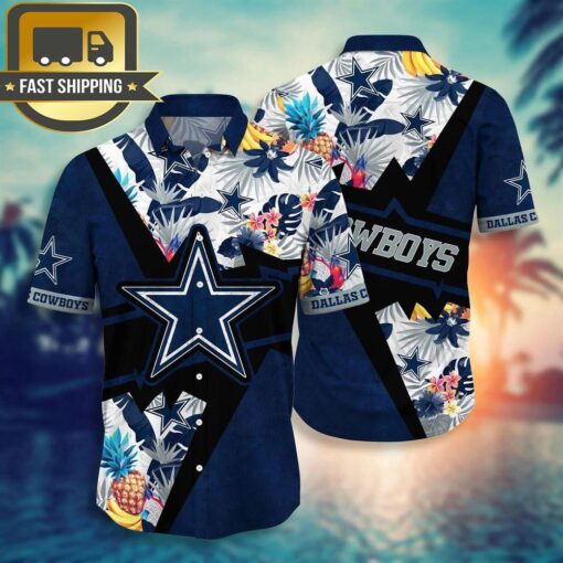 Dallas Cowboys NFL Flower Hawaiian Shirt And Tshirt For Fans, Custom Name Summer Football Shirts - available at - sportfansshop.com