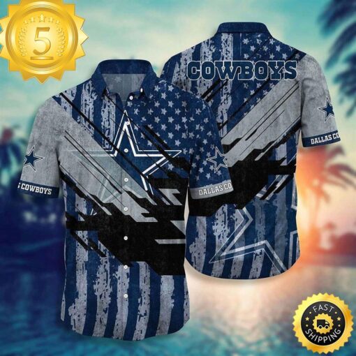 Dallas Cowboys NFL Football Hawaiian Shirt Short American Flag Print This Summer Best Gift For Fans Hawaiian Shirt - available at - sportfansshop.com