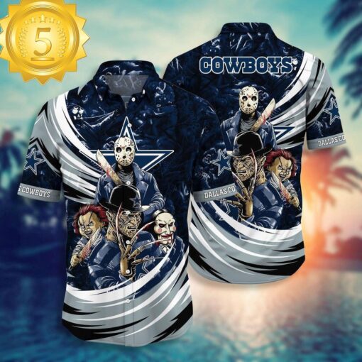 Dallas Cowboys NFL Halloween Horror Movies Hawaiian Shirts - available at - sportfansshop.com