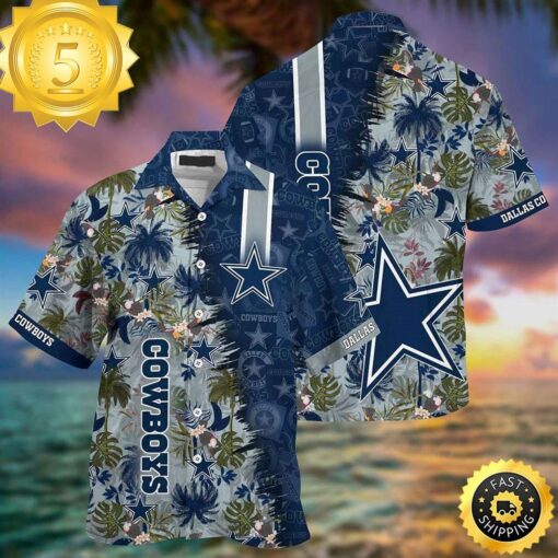 Dallas Cowboys NFL Team Football Beach Shirt Summer Button Down Best Fan Ever Hawaiian Shirt - available at - sportfansshop.com