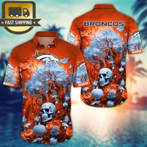 Denver Broncos Halloween Skull Pumpkin – NFL Hawaiian Shirt - available at - sportfansshop.com