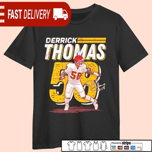 Derrick Thomas Kansas City Chiefs linebacker number 58 signature shirt - available at - sportfansshop.com