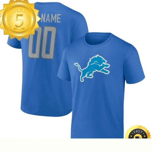 Detroit Lions Fanatics Branded Customizable Blue Team T-Shirt - available at - sportfansshop.com