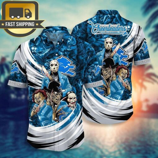 Detroit Lions NFL Halloween Horror Movies Hawaiian Shirts - available at - sportfansshop.com