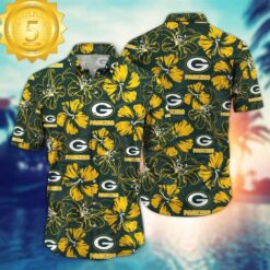 Green Bay Packers NFL Floral Button Hawaiian Shirt - available at - sportfansshop.com