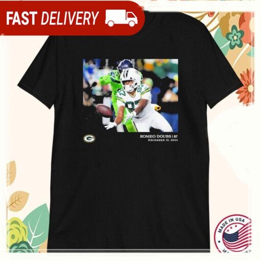 Green Bay Packers Romeo Doubs NFL Flash Features Week 15 2024 T-Shirts - available at - sportfansshop.com