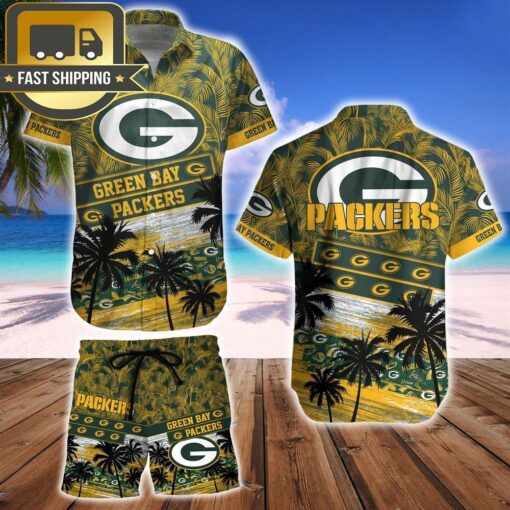 Green Bay Packers Team NFL Hawaiian Shirt And Beach Short - available at - sportfansshop.com