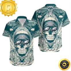 Horror Skull With NFL Philadelphia Eagles Hawaiian Shirt - available at - sportfansshop.com