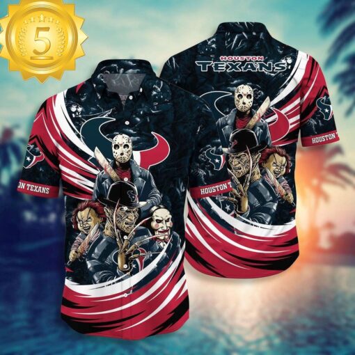 Houston Texans NFL Halloween Horror Movies Hawaiian Shirts - available at - sportfansshop.com