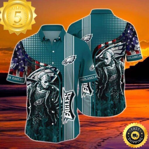 Jason Voorhees NFL Philadelphia Eagles Hawaiian Shirt - available at - sportfansshop.com